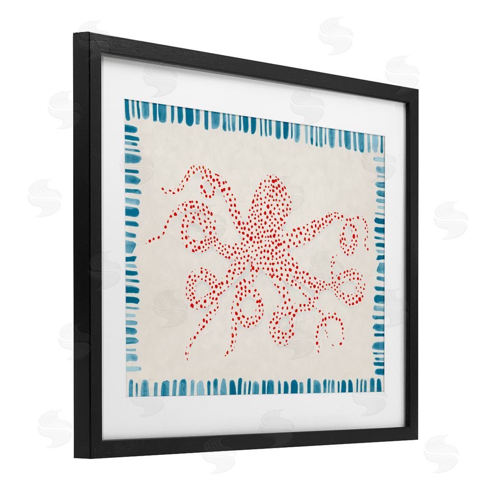 Hannah Dawson Dotted Depths Octopus Black Framed Print Under Glass Art