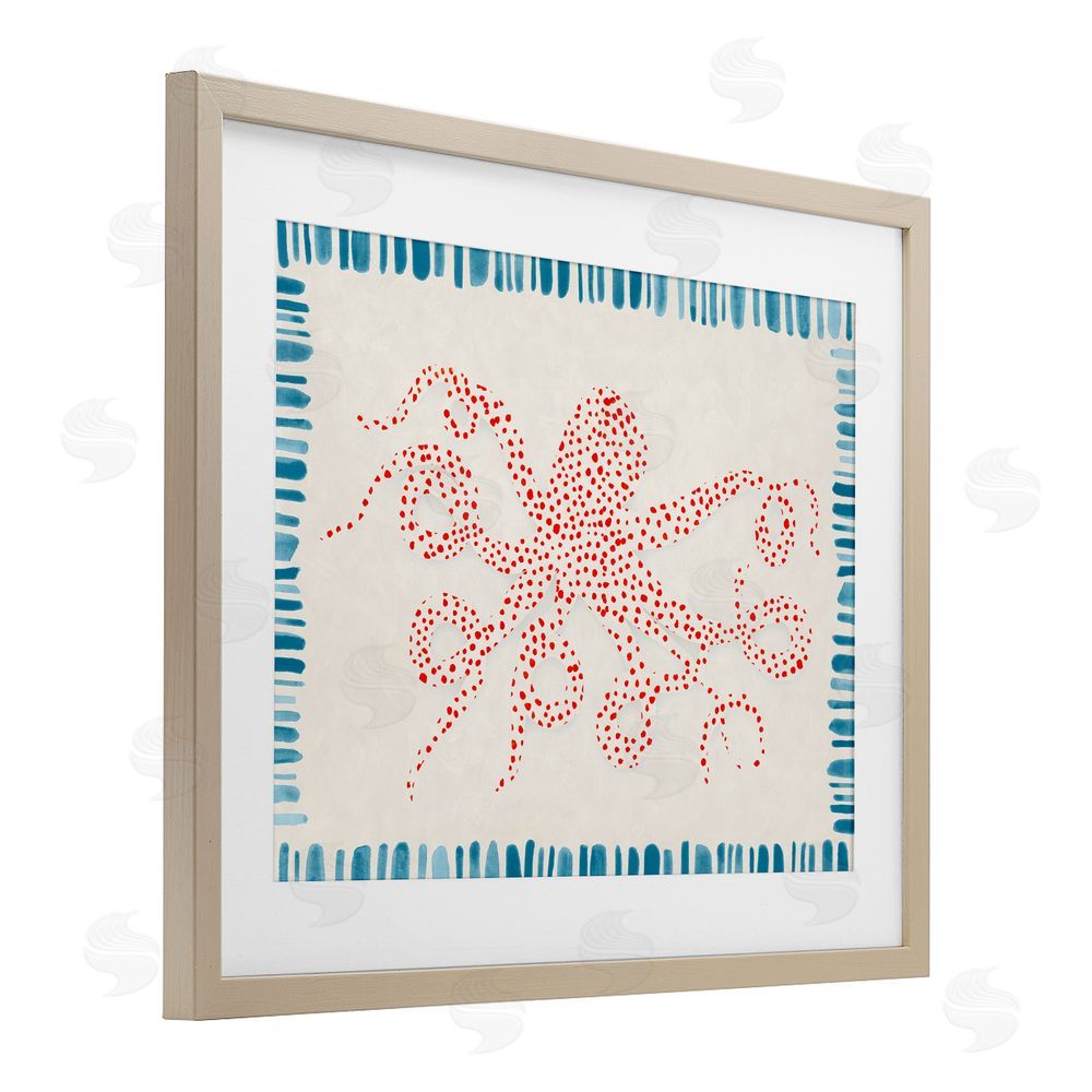 Hannah Dawson Dotted Depths Octopus Birch Framed Print Under Glass Art