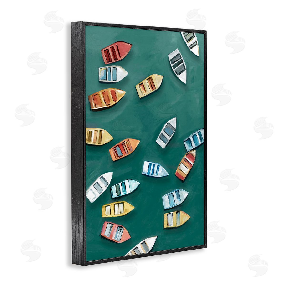 Hannah Dawson Drifting Colors Boats Black Framed Giclee Art Print