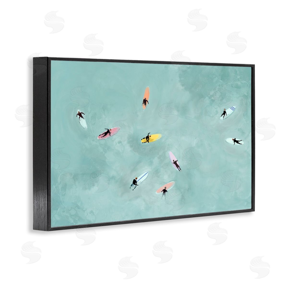 Lily K. Surfers Floating On Waves Canvas Wall Art Print