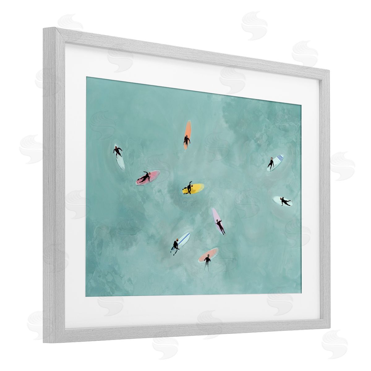 Lily K. Surfers Floating On Waves Canvas Wall Art Print