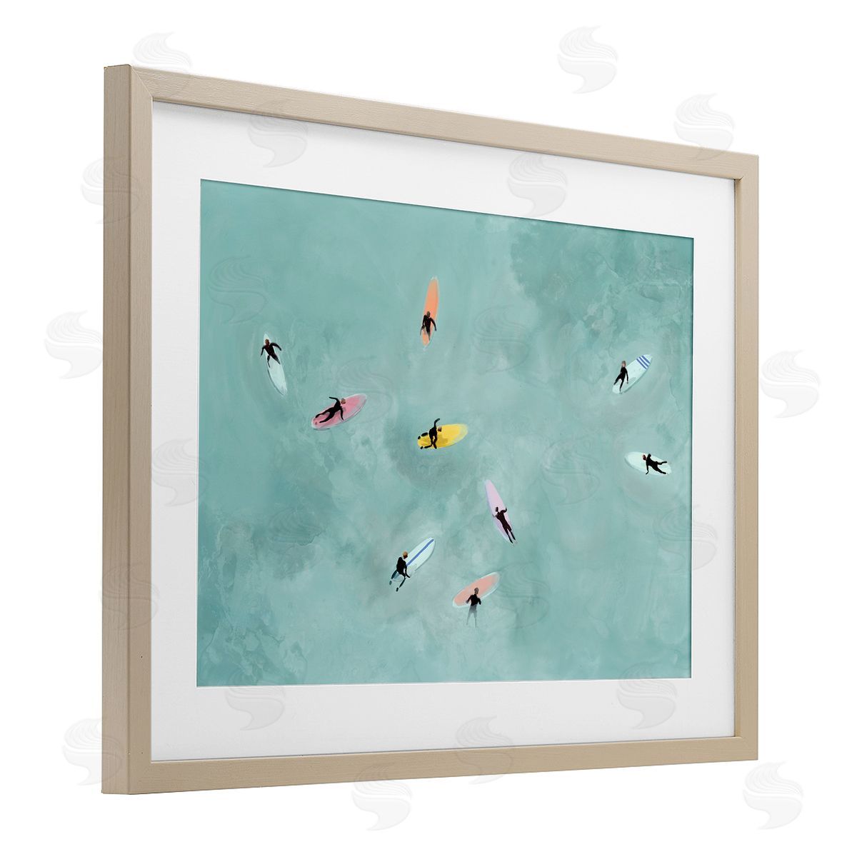 Lily K. Surfers Floating On Waves Canvas Wall Art Print