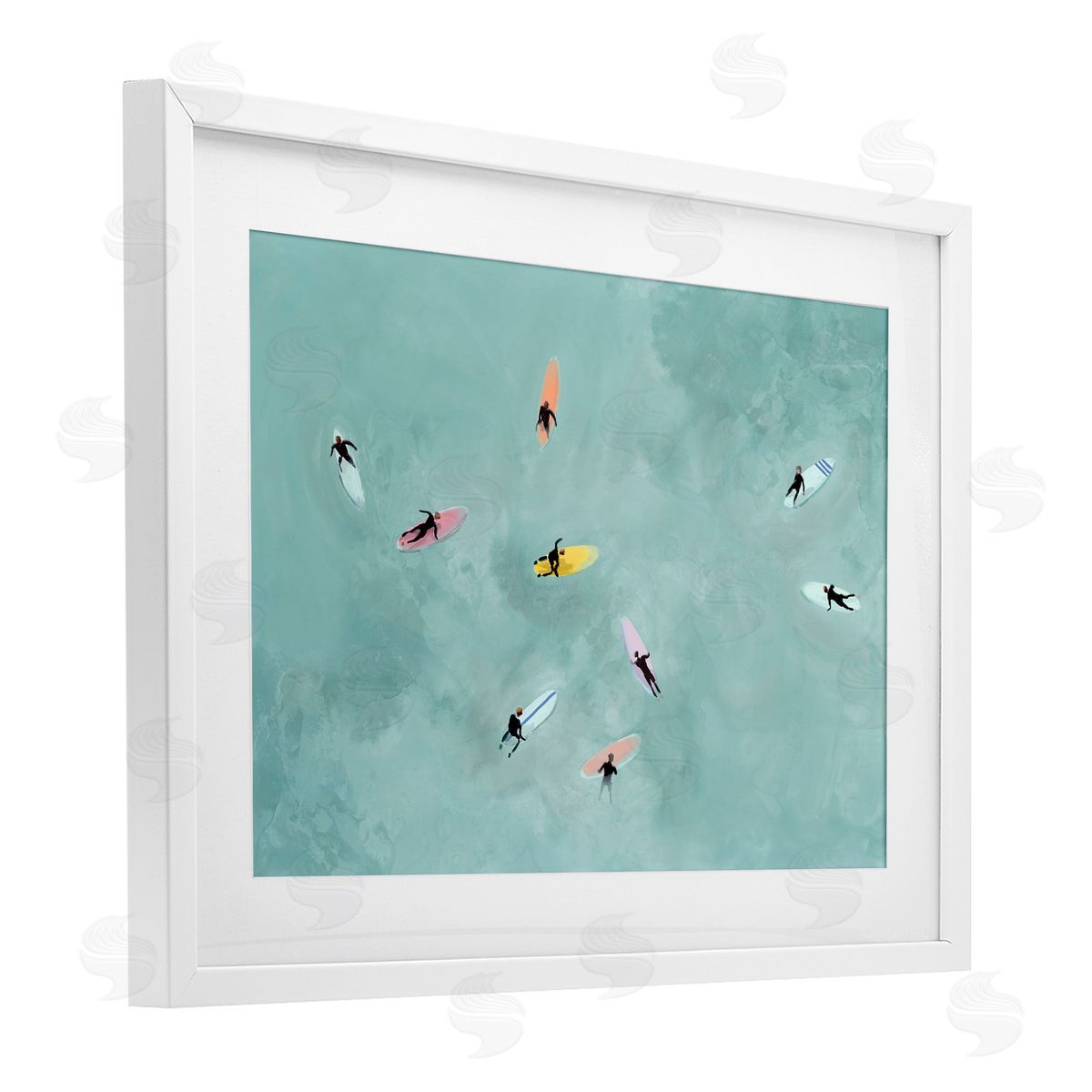 Lily K. Surfers Floating On Waves Canvas Wall Art Print
