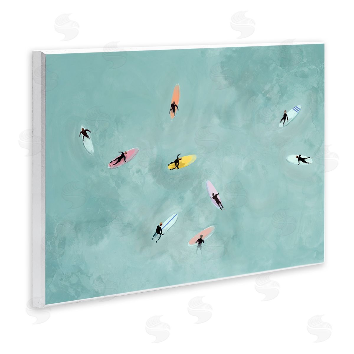 Lily K. Surfers Floating On Waves Canvas Wall Art Print