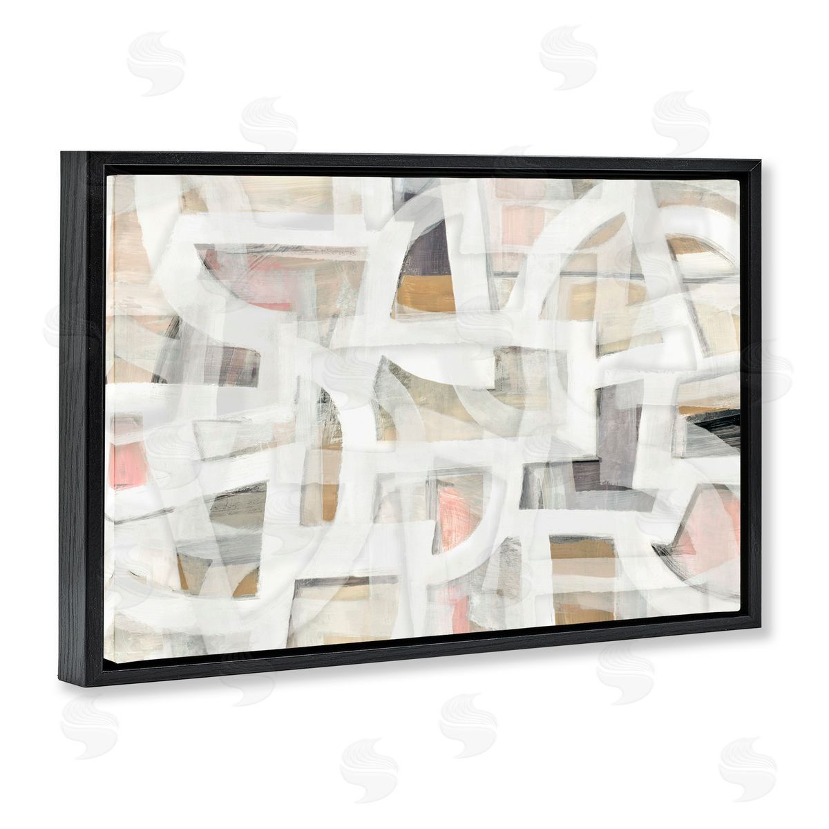 Hannah Dawson Soft Angles Abstraction Black Floating Frame Canvas Wall Art Print