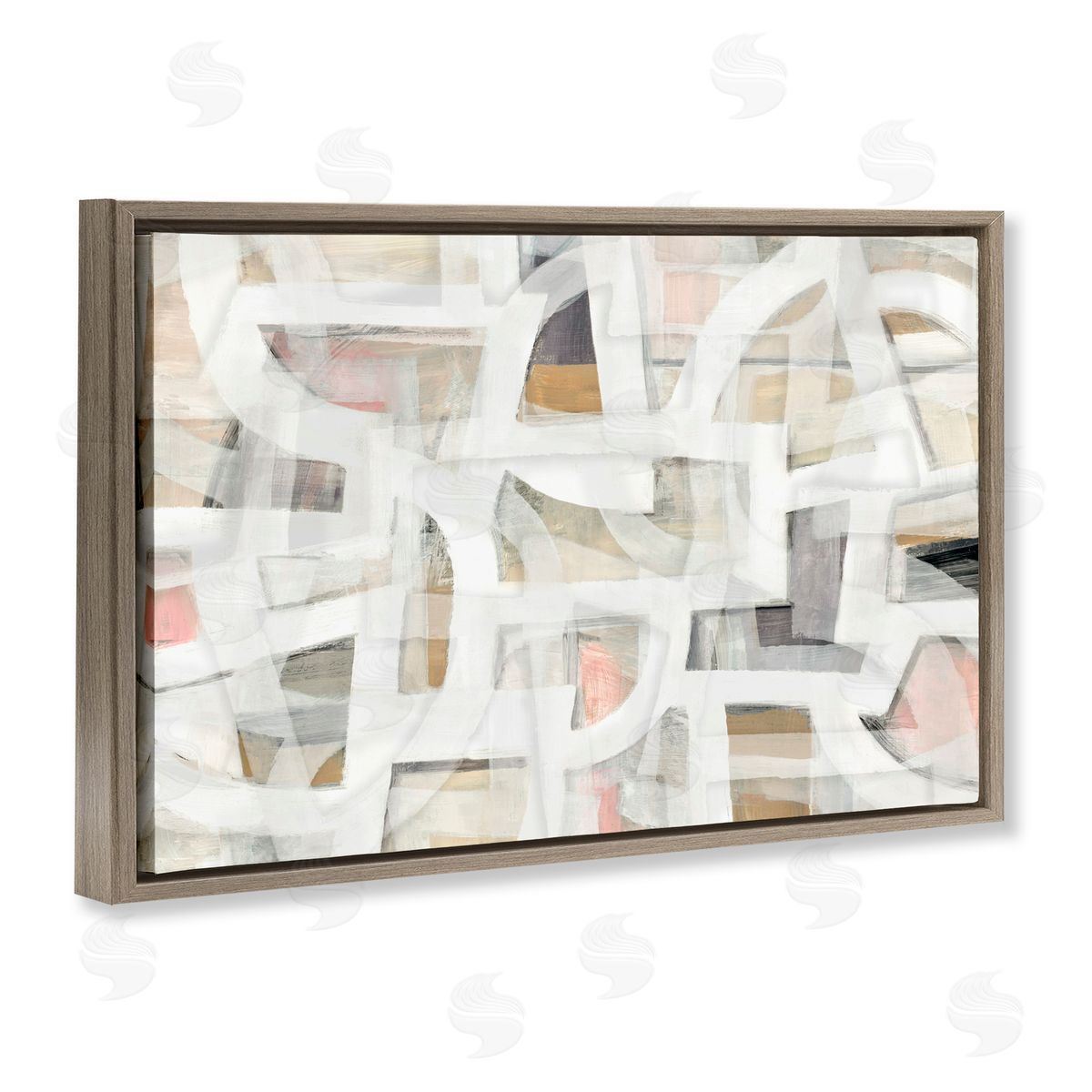 Hannah Dawson Soft Angles Abstraction Brown Floating Frame Canvas Art Print