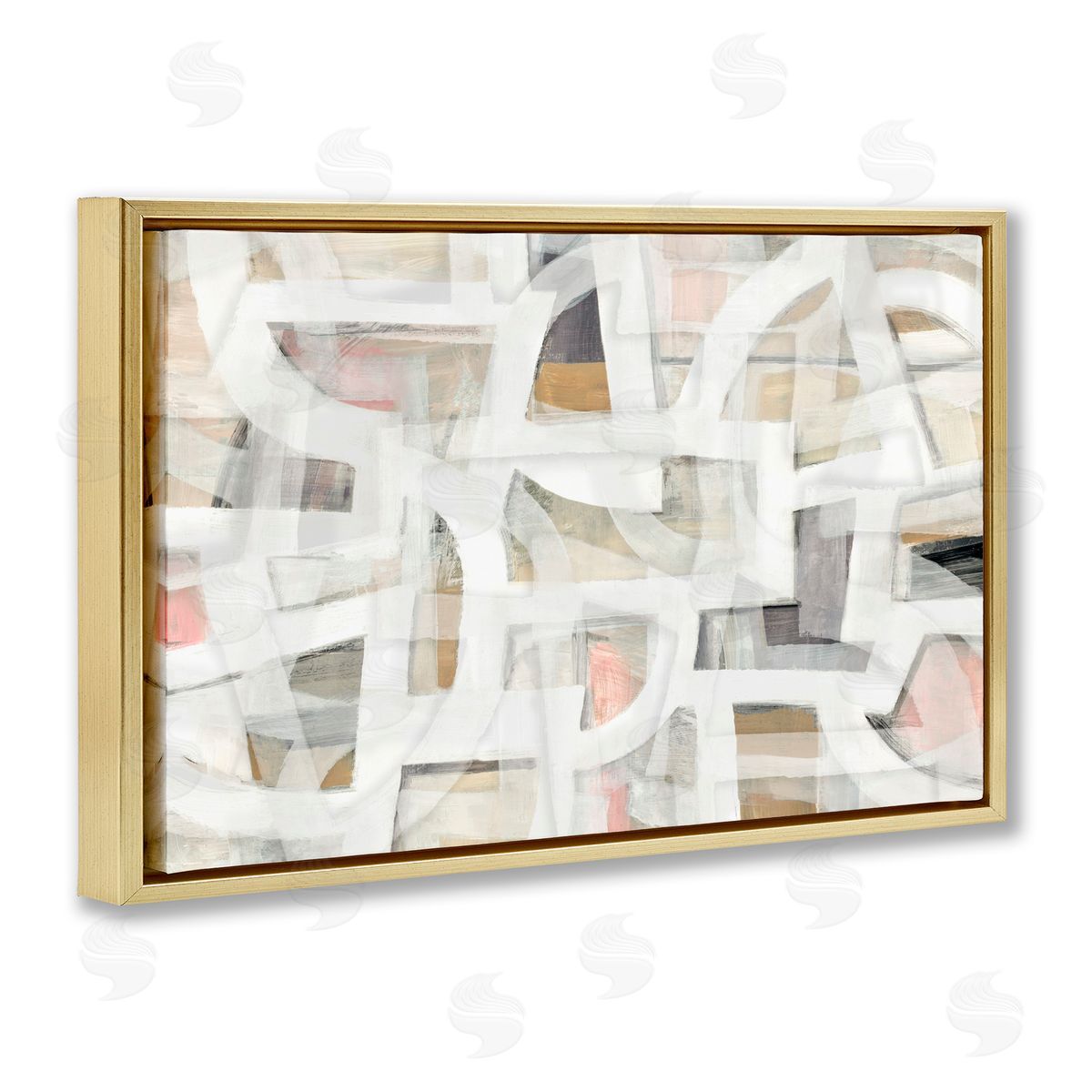 Hannah Dawson Soft Angles Abstraction Gold Floating Frame Canvas Art Print