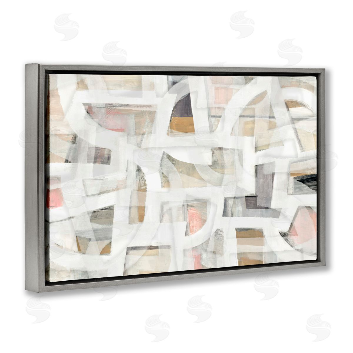 Hannah Dawson Soft Angles Abstraction Gray Floating Frame Canvas Art Print