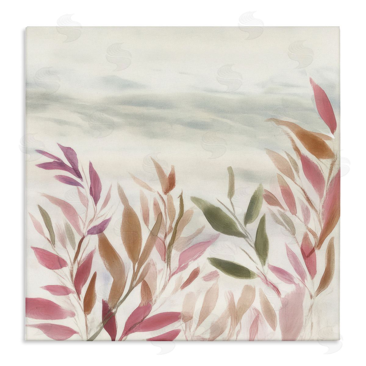 Mona Grace Gentle Earthy Windswept Leaves Canvas Wall Art Print