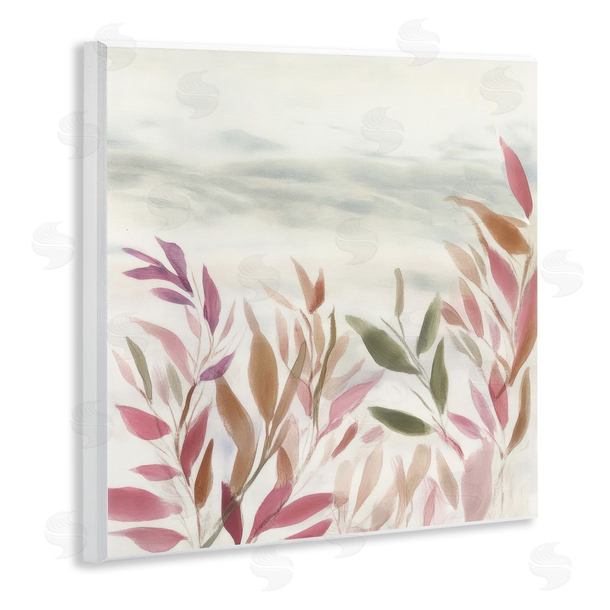 Mona Grace Gentle Earthy Windswept Leaves Canvas Wall Art Print