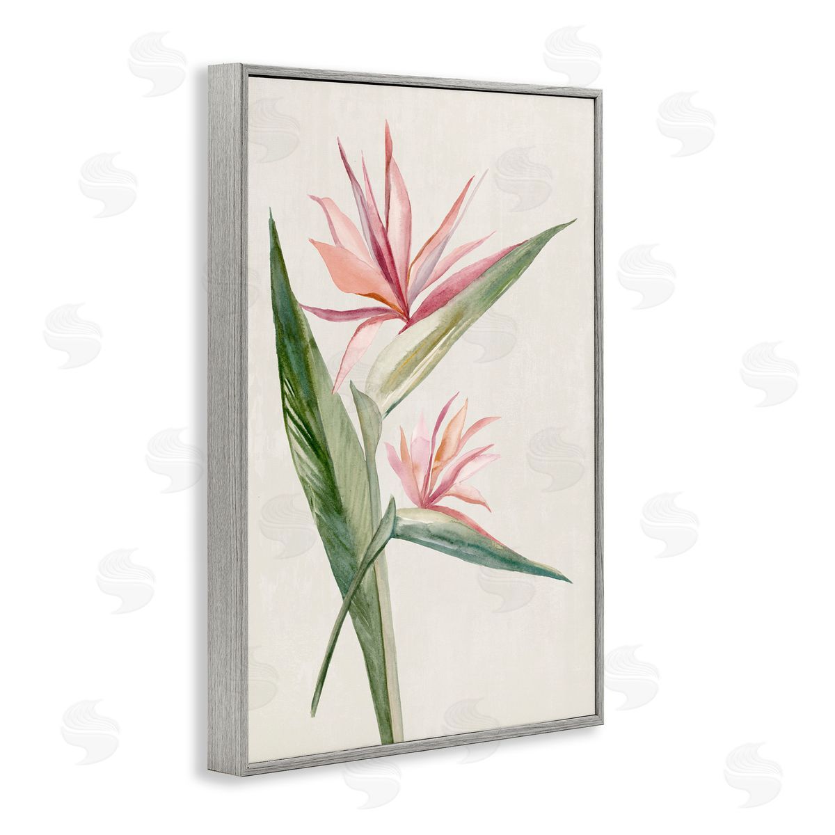 Hannah Dawson Tropical Grace Birds of Paradise Gray Framed Giclee Art Print