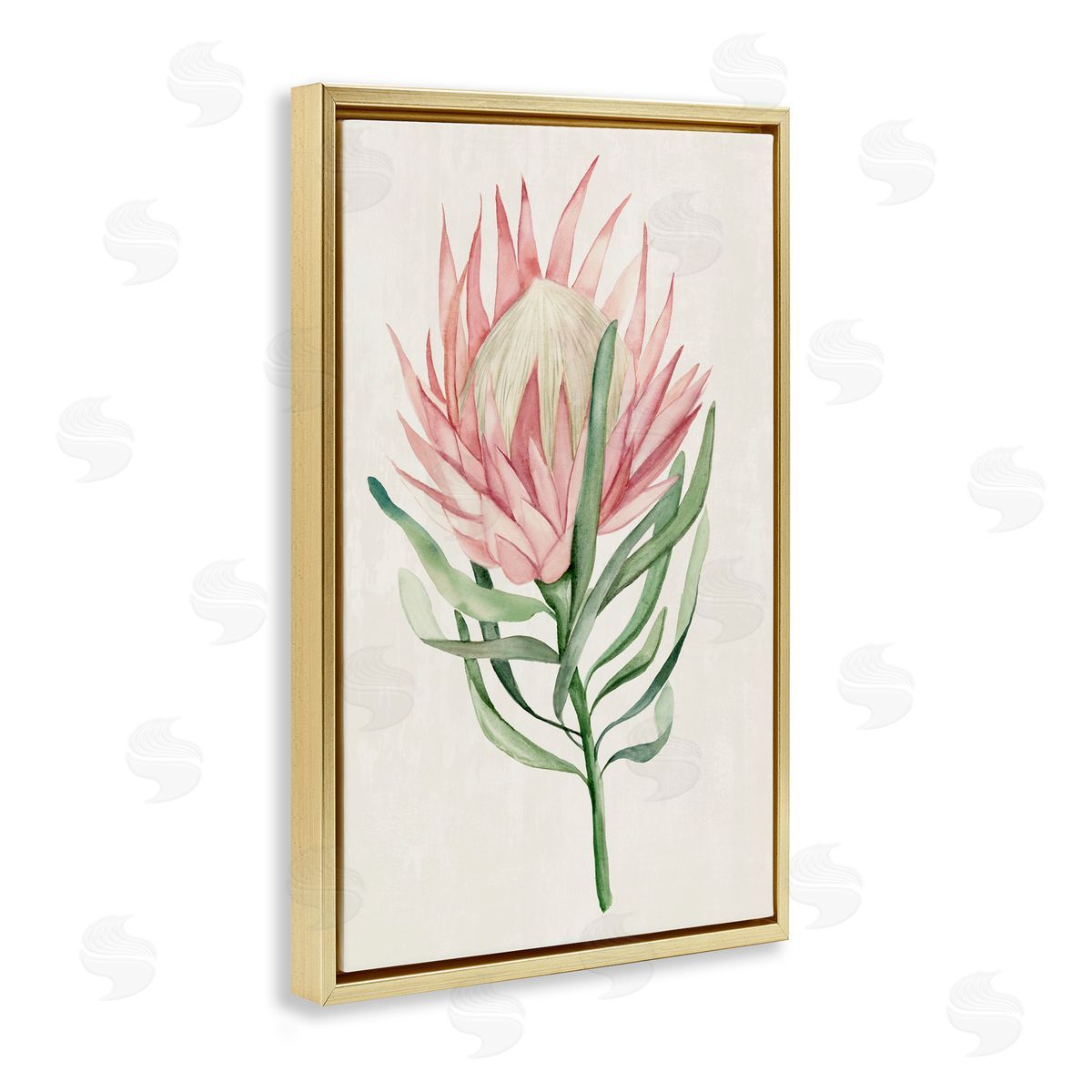 Hannah Dawson Tropical Grace Exotic Flower Gold Floating Frame Canvas Art Print