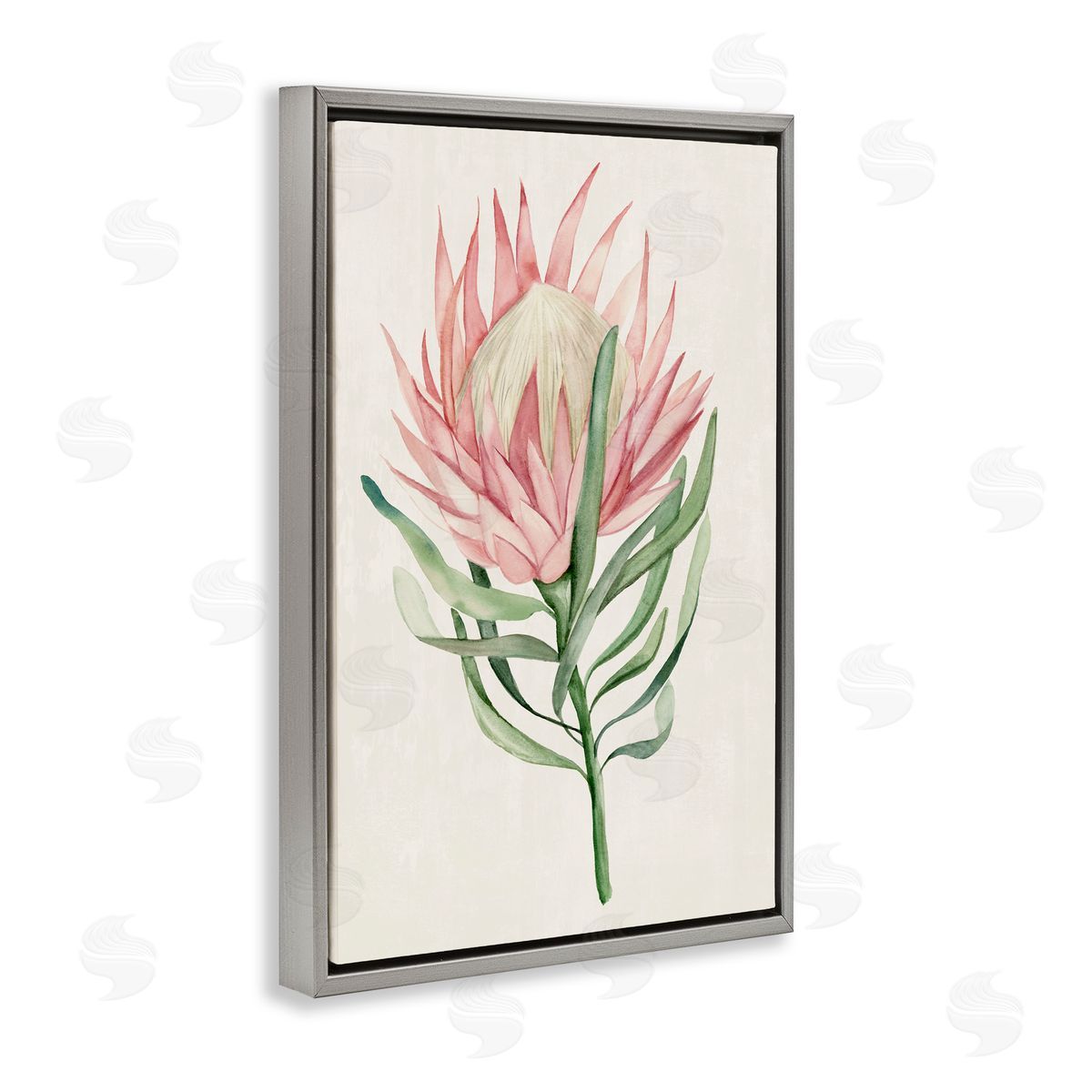 Hannah Dawson Tropical Grace Exotic Flower Gray Floating Frame Canvas Art Print