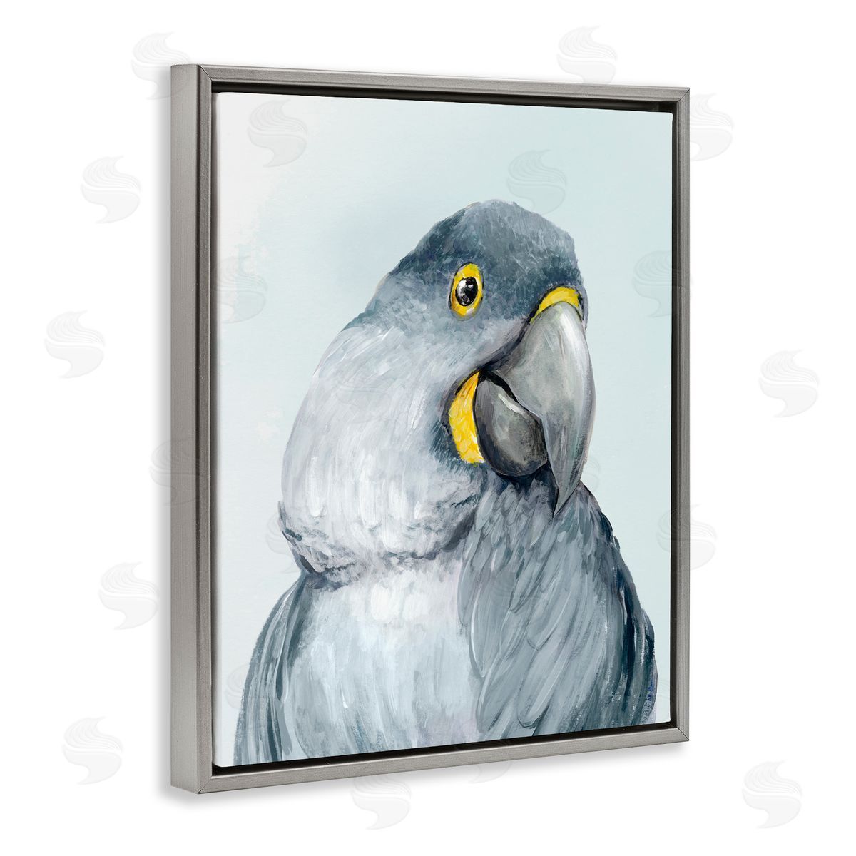 Hannah Dawson Vivid Plumage Parrot Gray Floating Frame Canvas Art Print