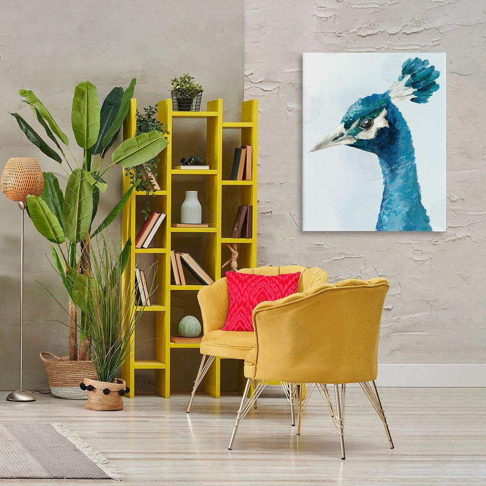Hannah Dawson Vivid Plumage Peacock Printed Wall Art in Room