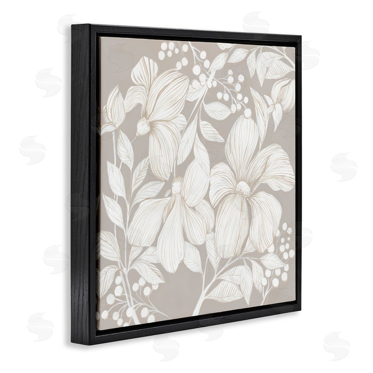 Hannah Dawson Botanical Symphony Neutrals Black Floating Frame Canvas Wall Art Print
