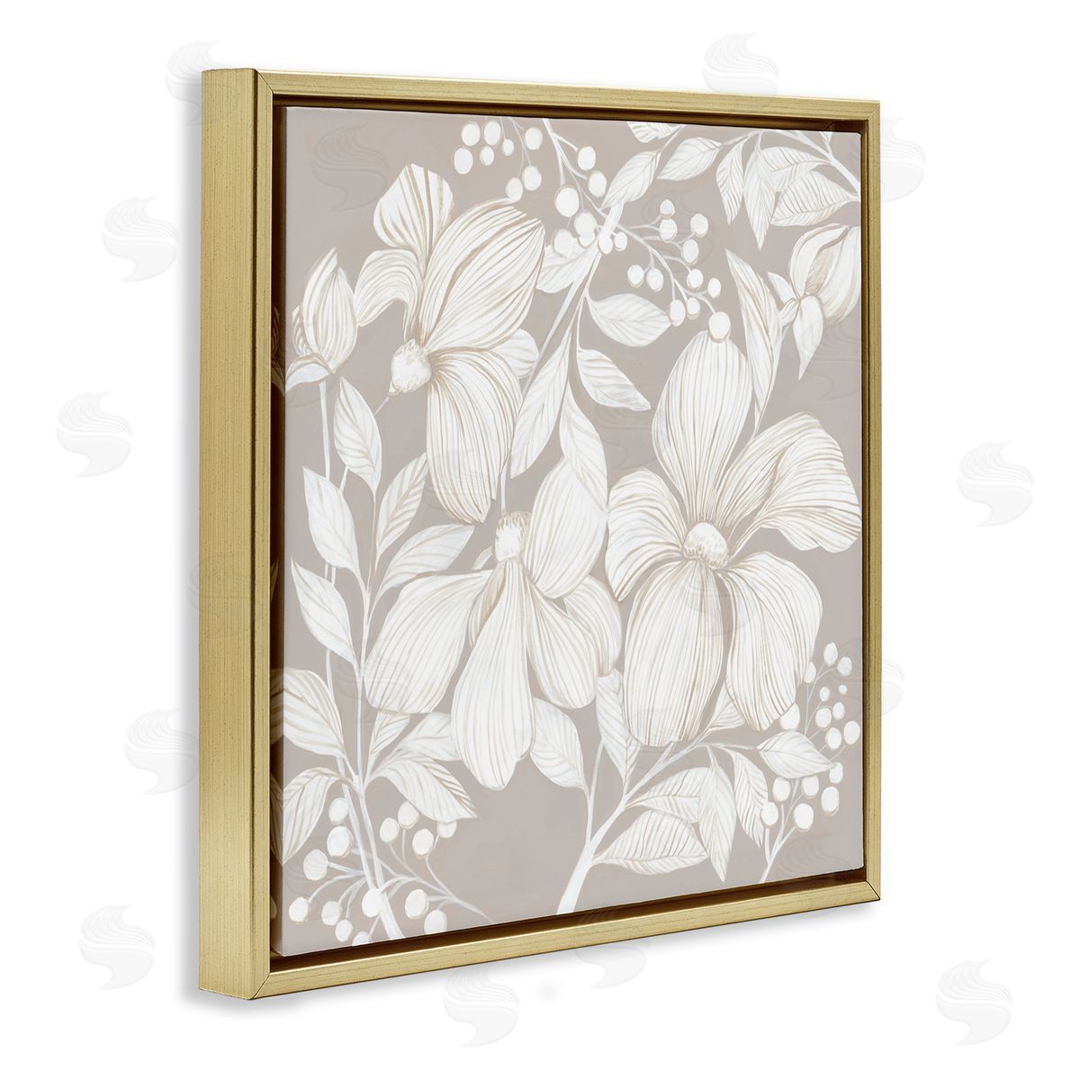 Hannah Dawson Botanical Symphony Neutrals Gold Floating Frame Canvas Art Print