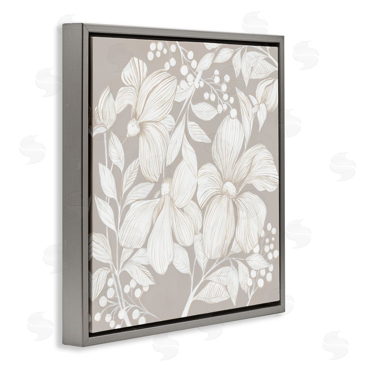 Hannah Dawson Botanical Symphony Neutrals Gray Floating Frame Canvas Art Print