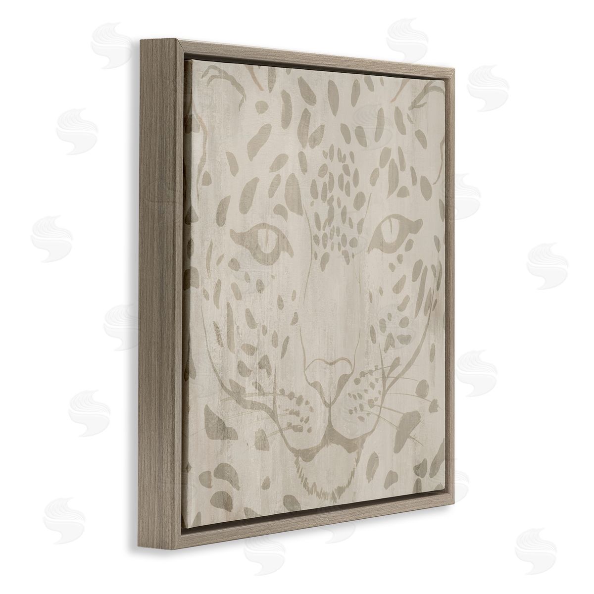 Hannah Dawson Majestic Jaguar Face Brown Floating Frame Canvas Art Print