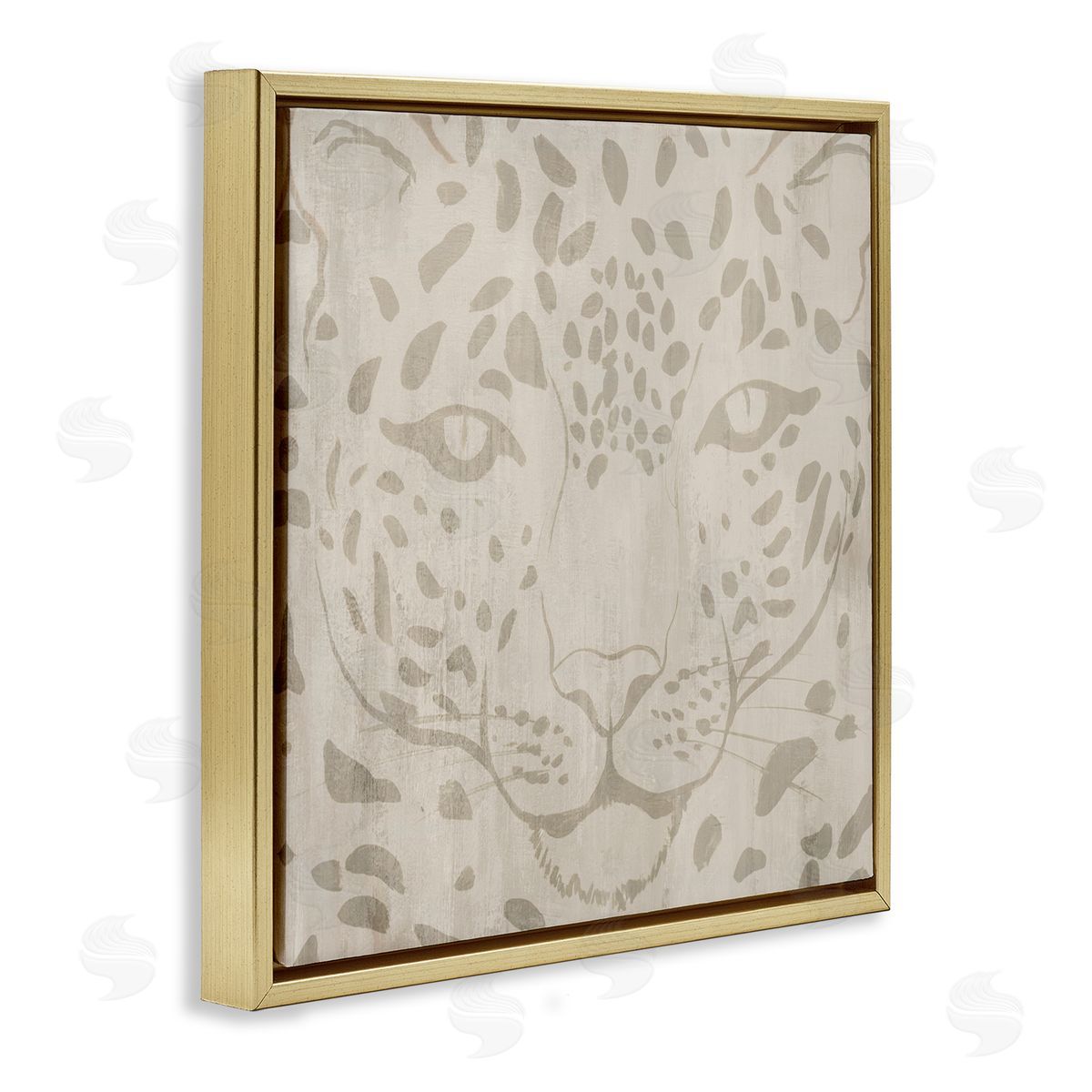 Hannah Dawson Majestic Jaguar Face Gold Floating Frame Canvas Art Print