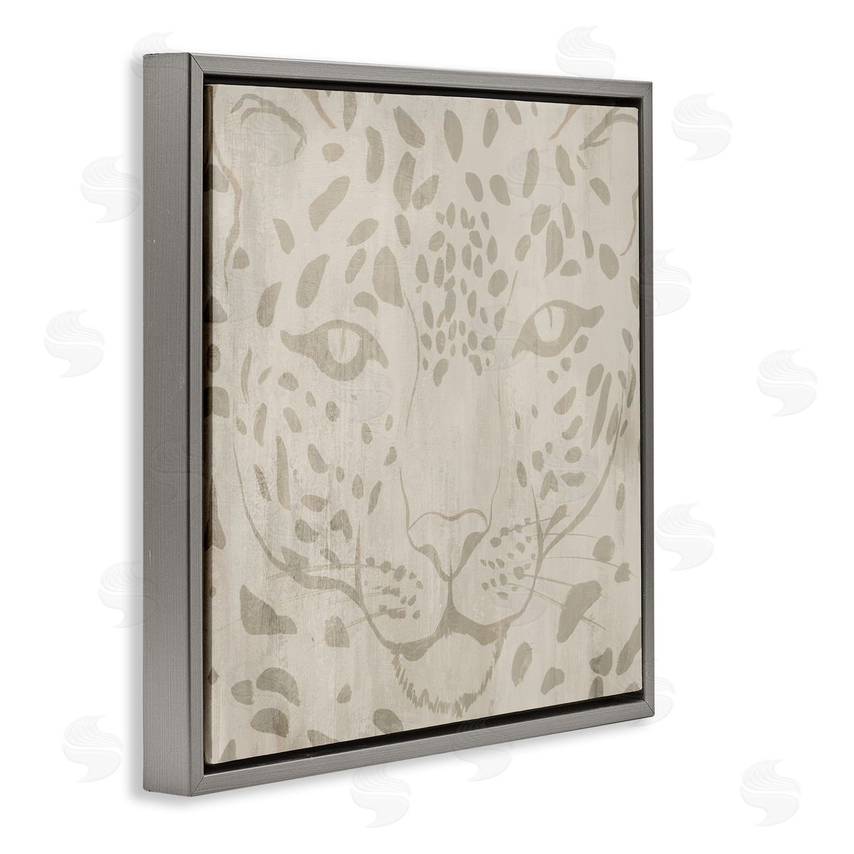 Hannah Dawson Majestic Jaguar Face Gray Floating Frame Canvas Art Print