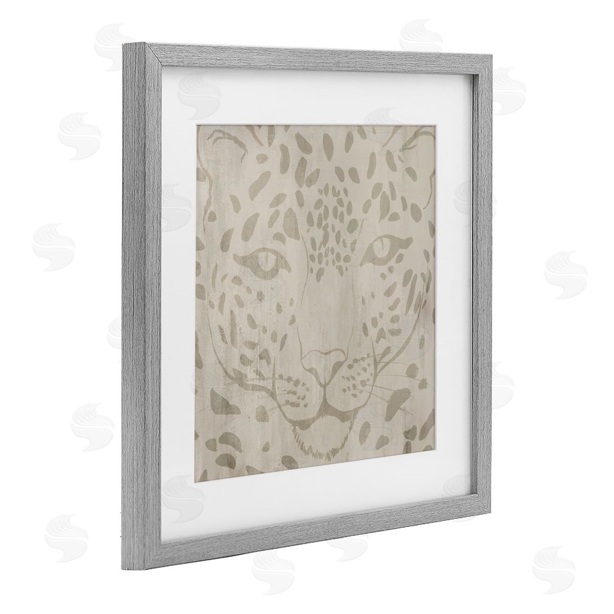 Hannah Dawson Majestic Jaguar Face Gray Framed Print Under Glass Art
