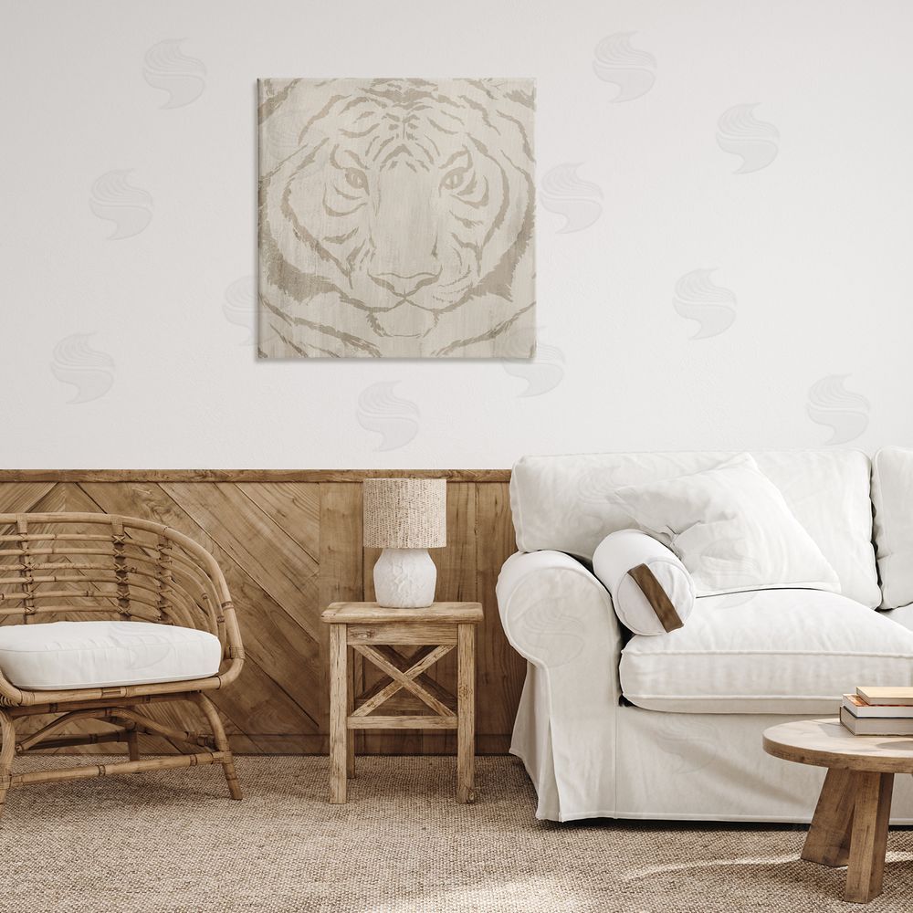 Hannah Dawson Neutral Majestic Tiger Printed Wall Art in Room