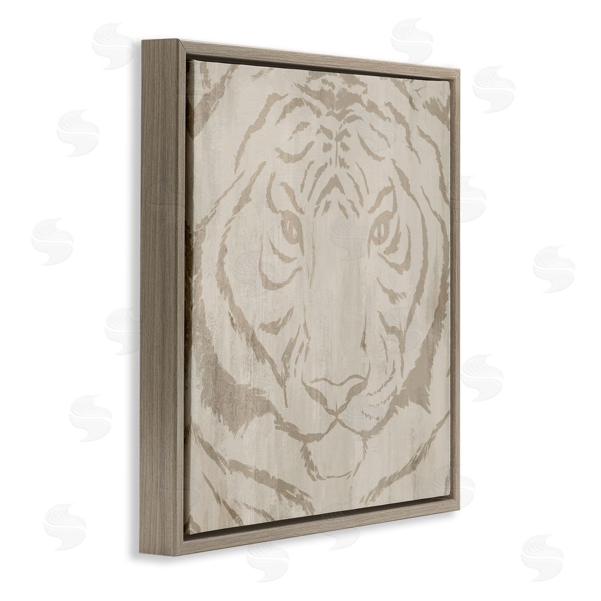 Hannah Dawson Neutral Majestic Tiger Brown Floating Frame Canvas Art Print