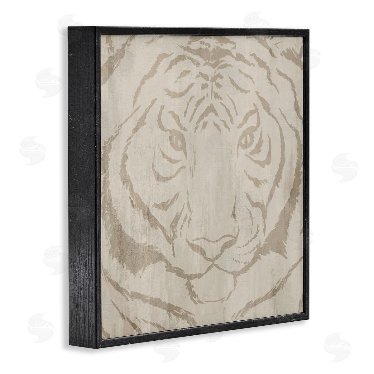 Hannah Dawson Neutral Majestic Tiger Black Framed Giclee Art Print