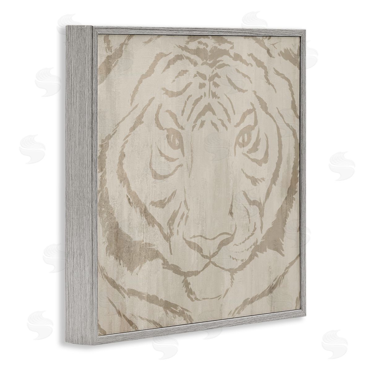 Hannah Dawson Neutral Majestic Tiger Gray Framed Giclee Art Print