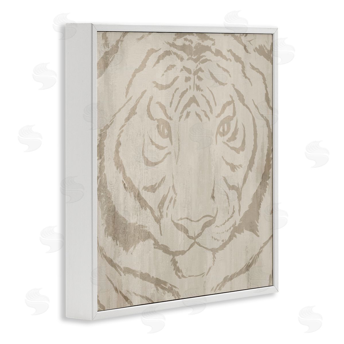 Hannah Dawson Neutral Majestic Tiger White Frame Giclee Art Print