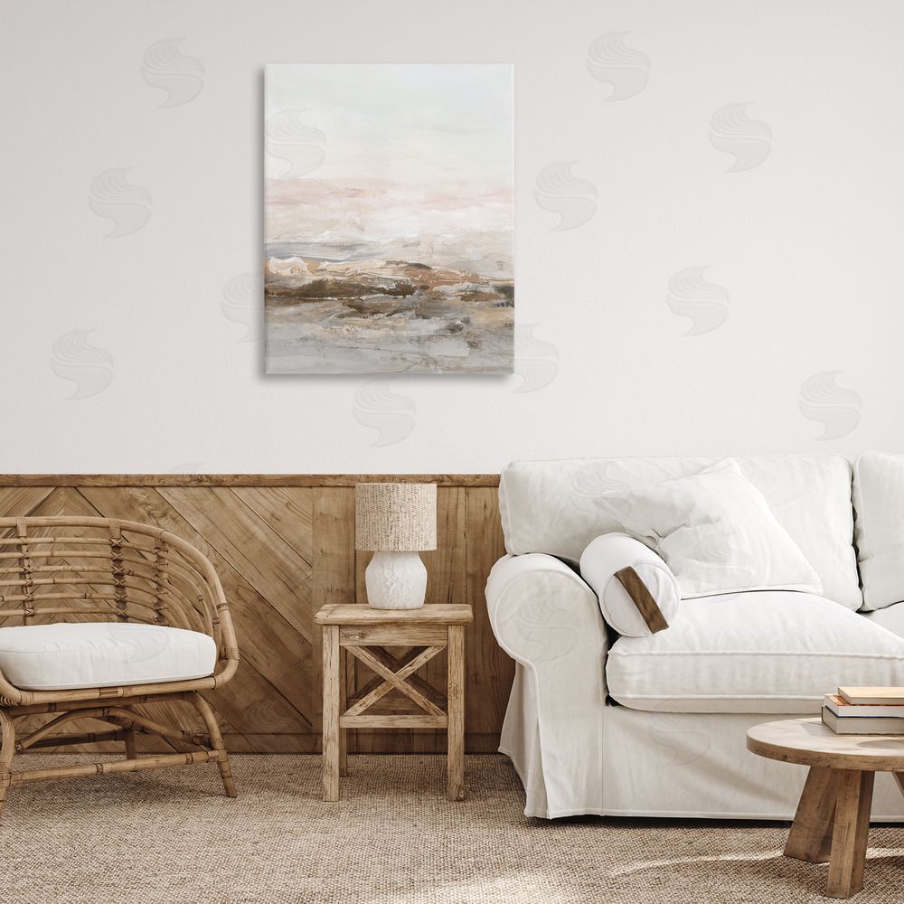 Hazel J. Muted Horizon in Neutrals Printed Wall Art in Room