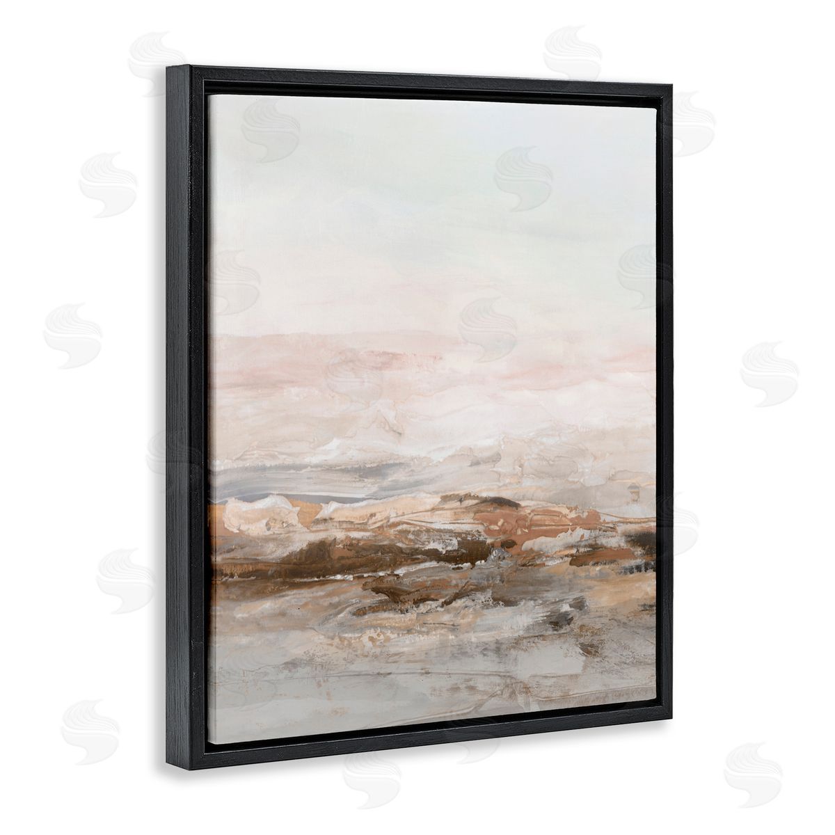 Hazel J. Muted Horizon in Neutrals Black Floating Frame Canvas Wall Art Print