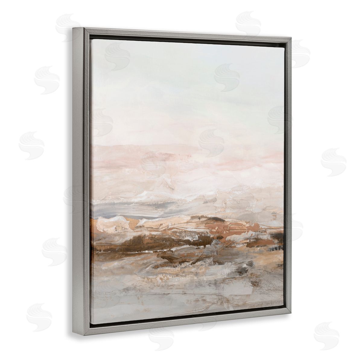 Hazel J. Muted Horizon in Neutrals Gray Floating Frame Canvas Art Print