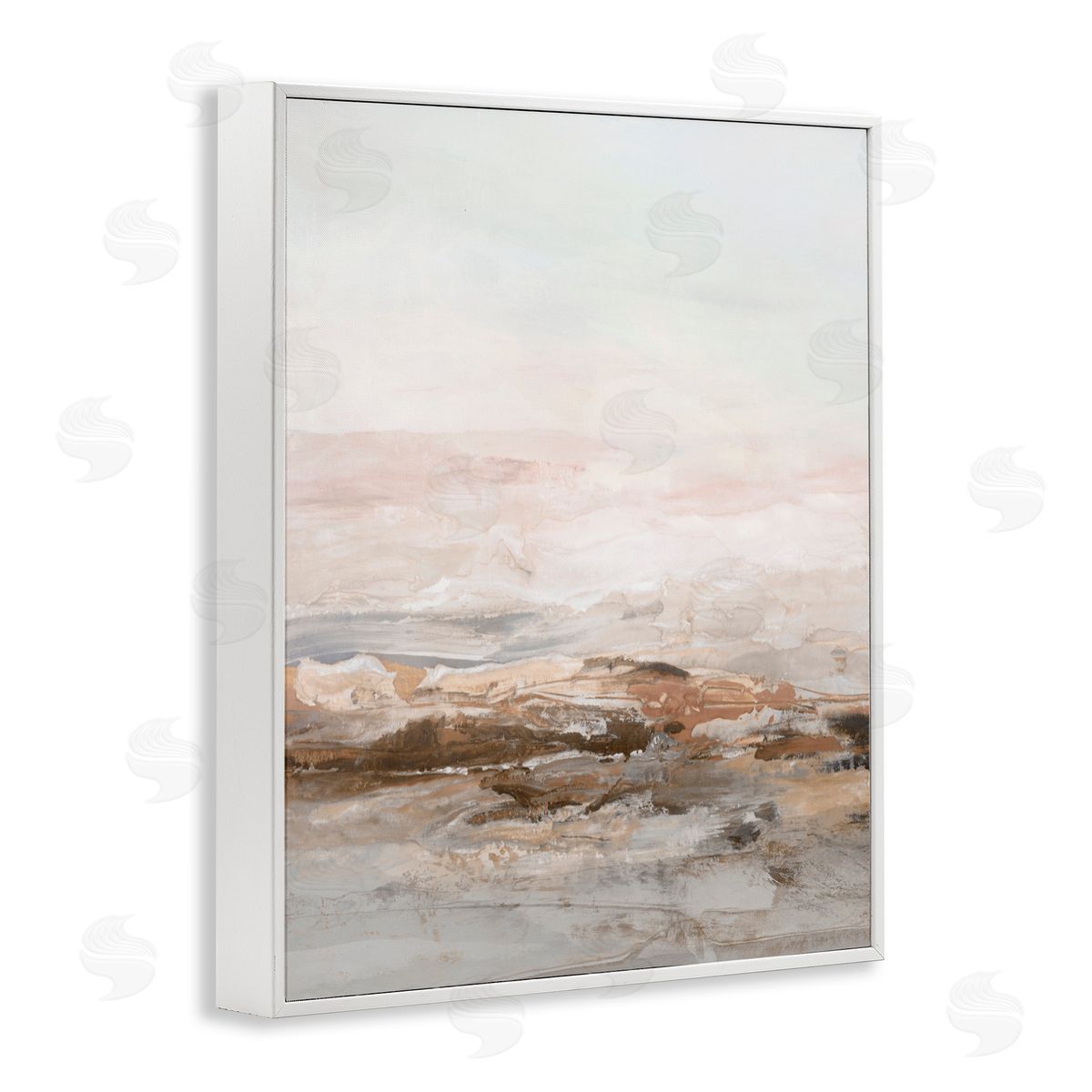 Hazel J. Muted Horizon in Neutrals White Frame Giclee Art Print