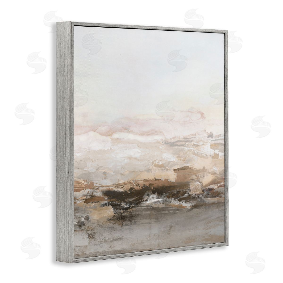 Hazel J. Neutral Toned Abstract Horizon Gray Framed Giclee Art Print