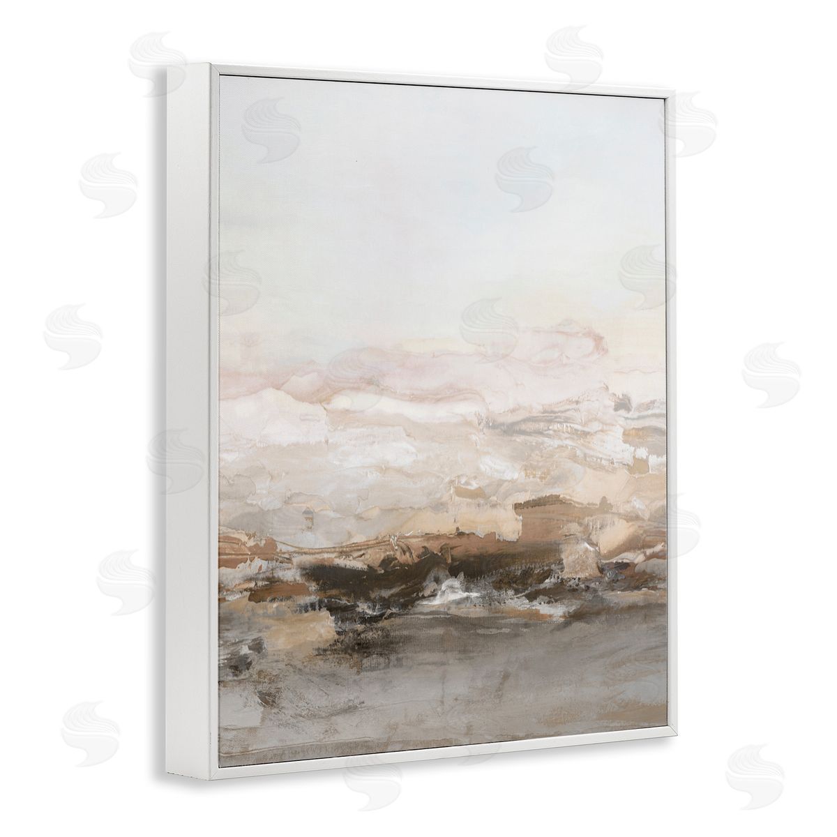 Hazel J. Neutral Toned Abstract Horizon White Frame Giclee Art Print