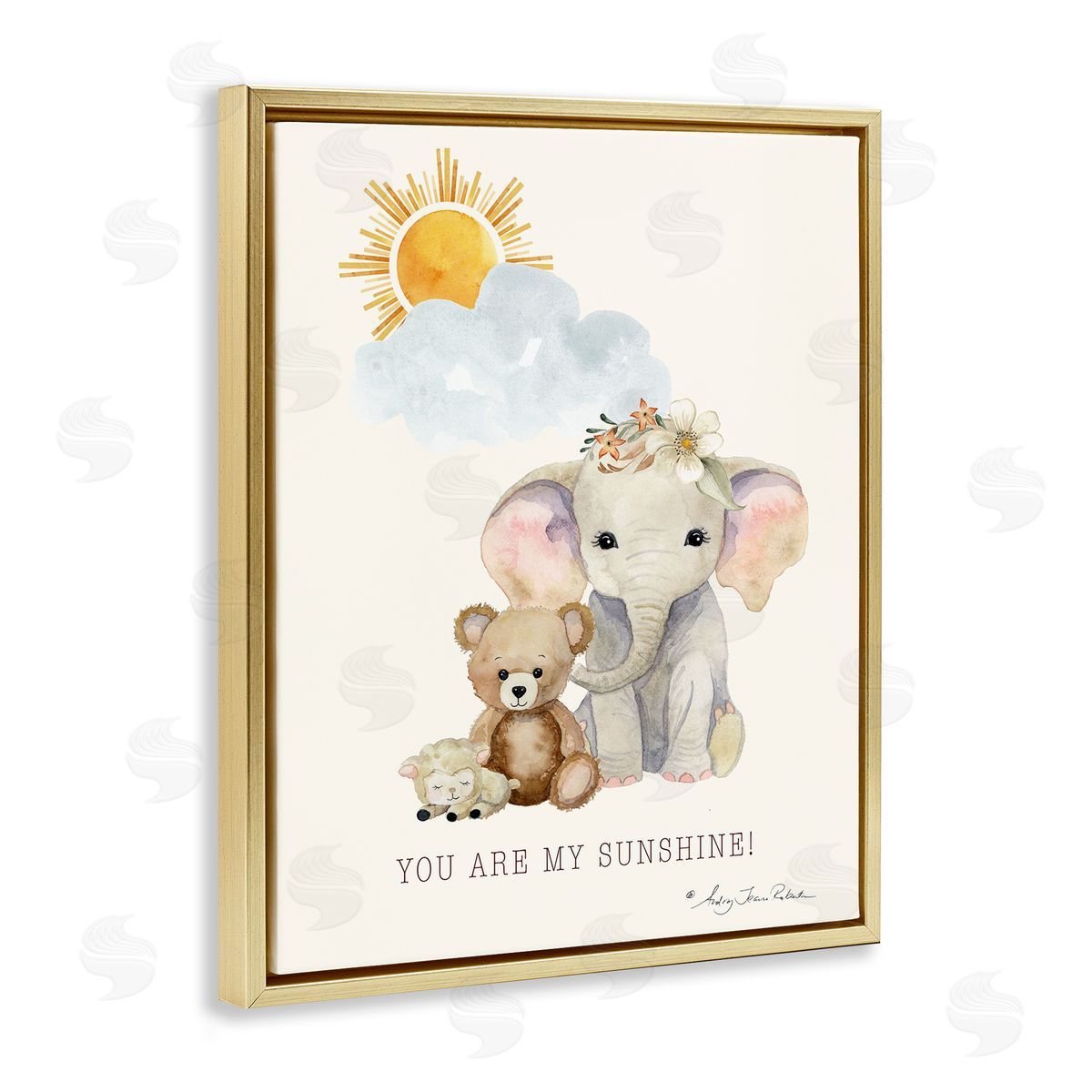 Audrey Jeanne Roberts My Sunshine Elephant & Teddy Canvas Wall Art Print