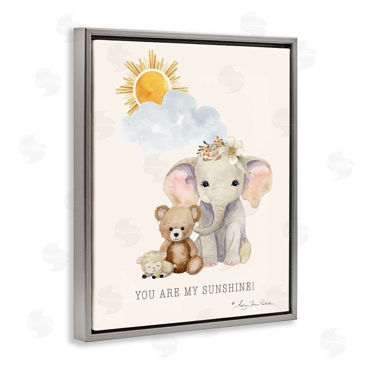Audrey Jeanne Roberts My Sunshine Elephant & Teddy Canvas Wall Art Print
