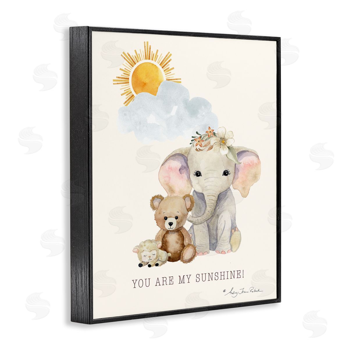 Audrey Jeanne Roberts My Sunshine Elephant & Teddy Canvas Wall Art Print