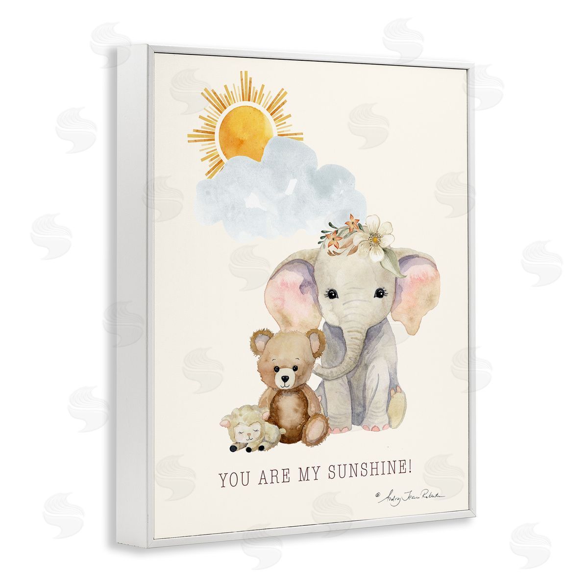 Audrey Jeanne Roberts My Sunshine Elephant & Teddy Canvas Wall Art Print