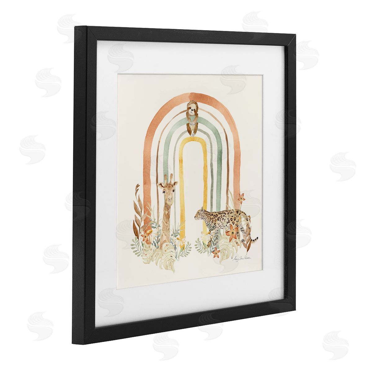 Audrey Jeanne Roberts Jungle Animals Soft Rainbow Canvas Wall Art Print