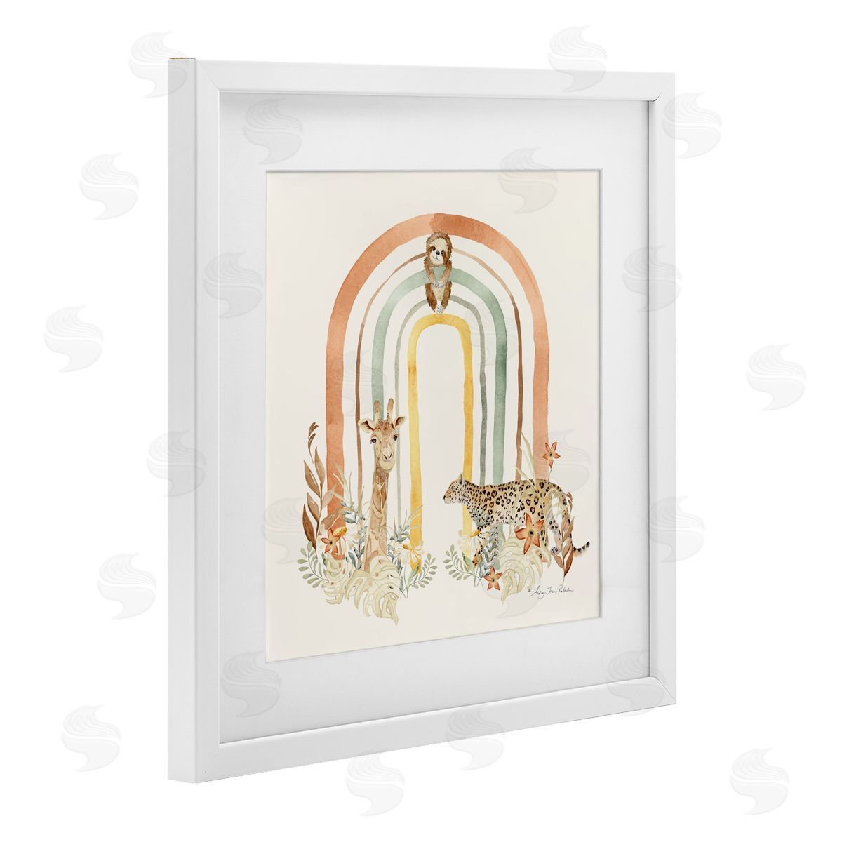 Audrey Jeanne Roberts Jungle Animals Soft Rainbow Canvas Wall Art Print