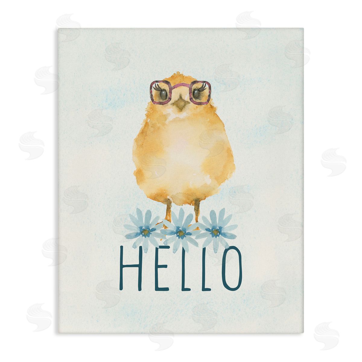 Blue Chair Blessing Hello Cute Chick Glasses Canvas Wall Art Print