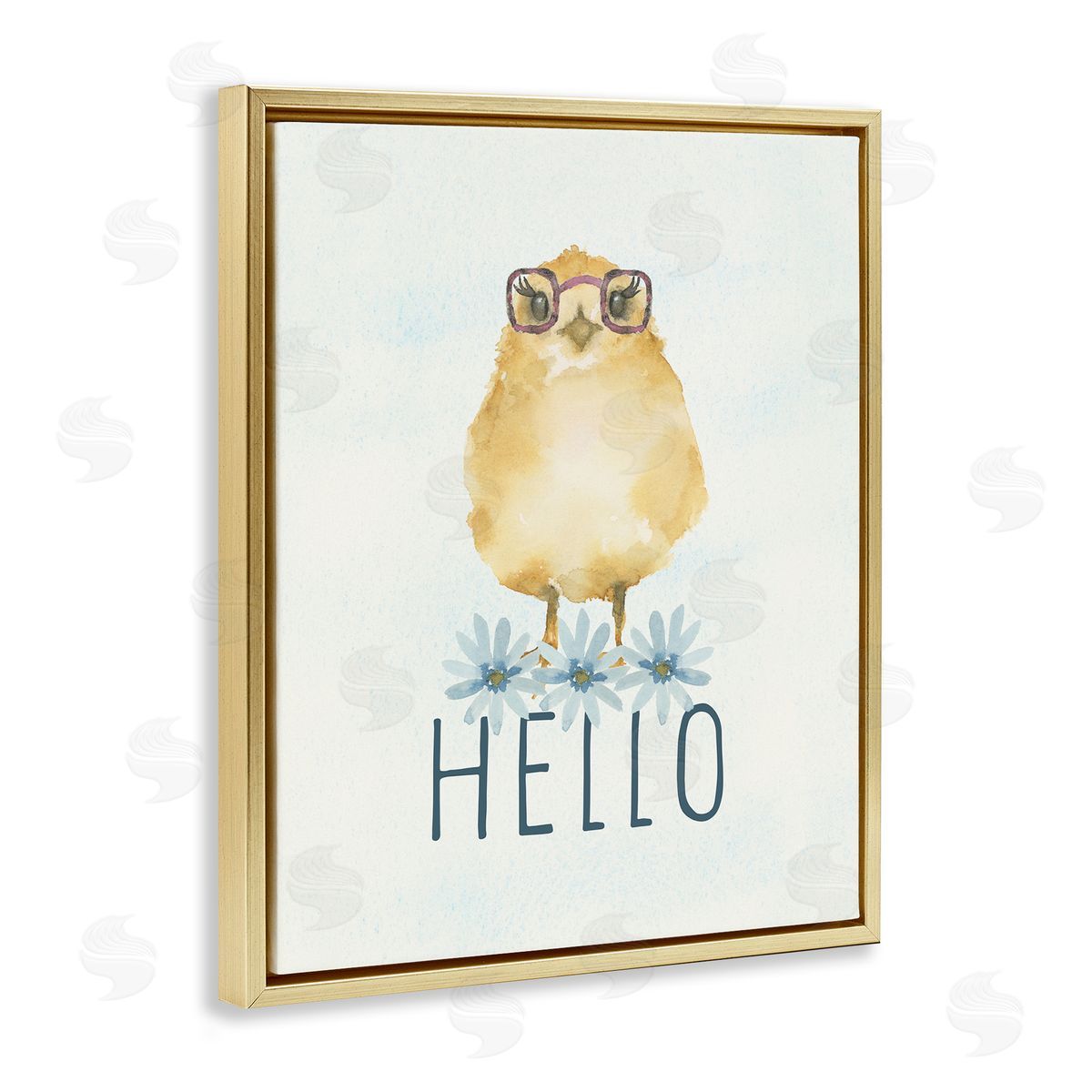 Blue Chair Blessing Hello Cute Chick Glasses Canvas Wall Art Print