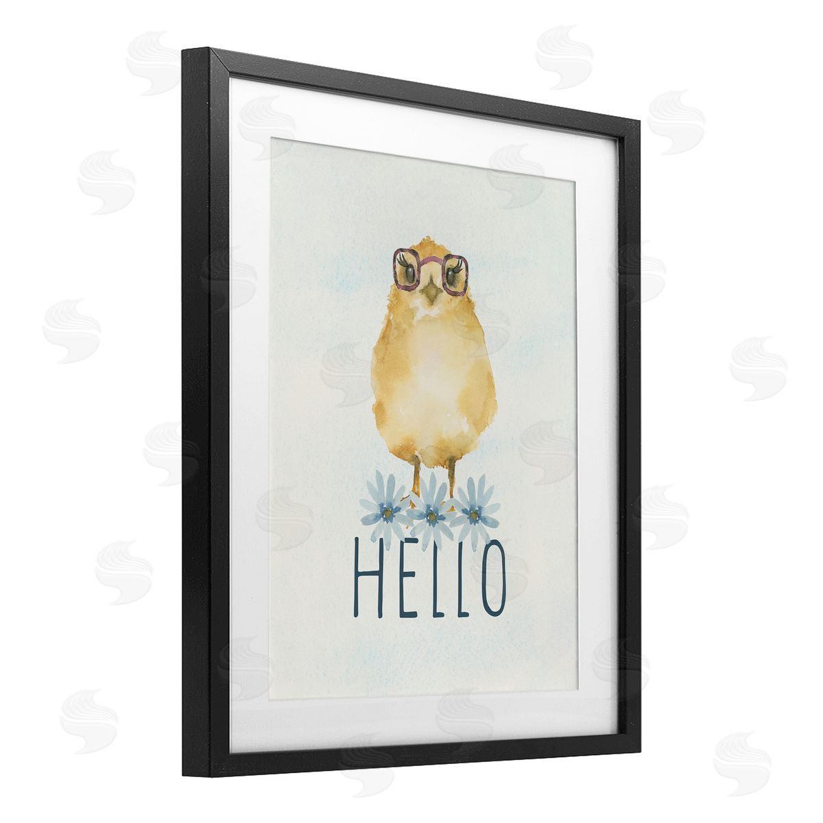 Blue Chair Blessing Hello Cute Chick Glasses Canvas Wall Art Print
