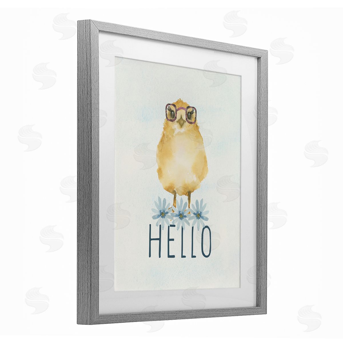Blue Chair Blessing Hello Cute Chick Glasses Canvas Wall Art Print
