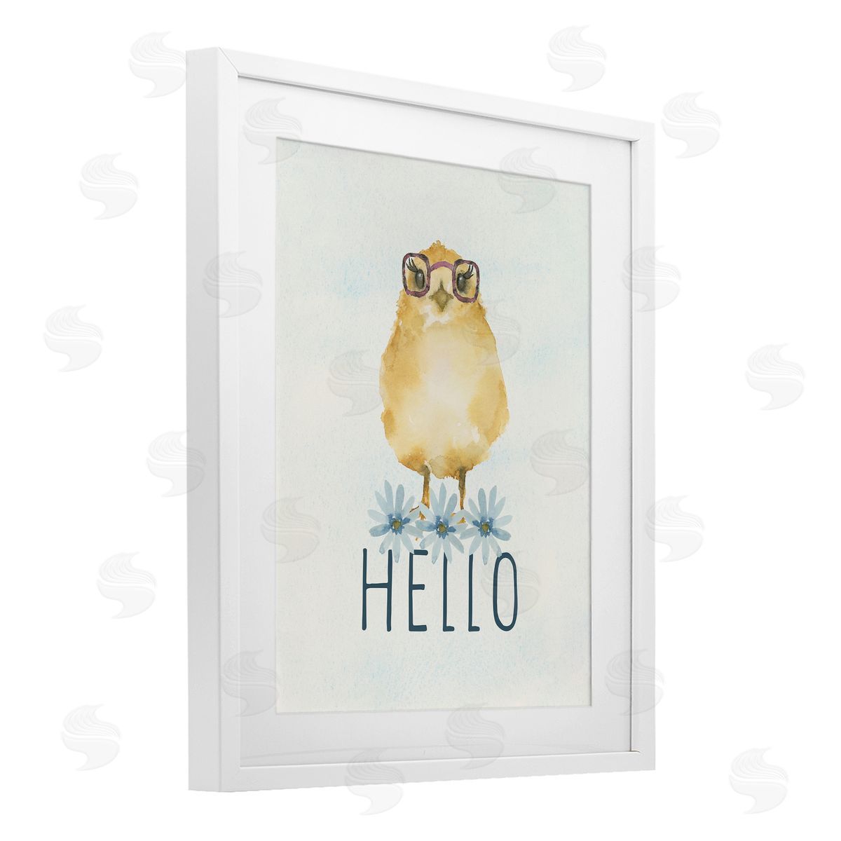 Blue Chair Blessing Hello Cute Chick Glasses Canvas Wall Art Print