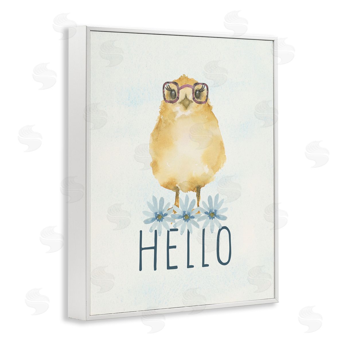 Blue Chair Blessing Hello Cute Chick Glasses Canvas Wall Art Print