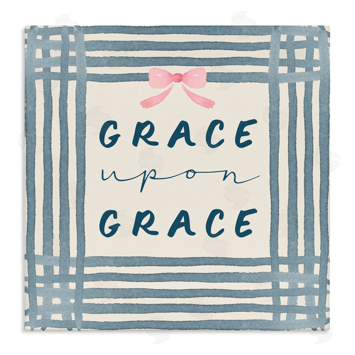 Blue Chair Blessing Upon Grace with Pink Bow Canvas Wall Art Print